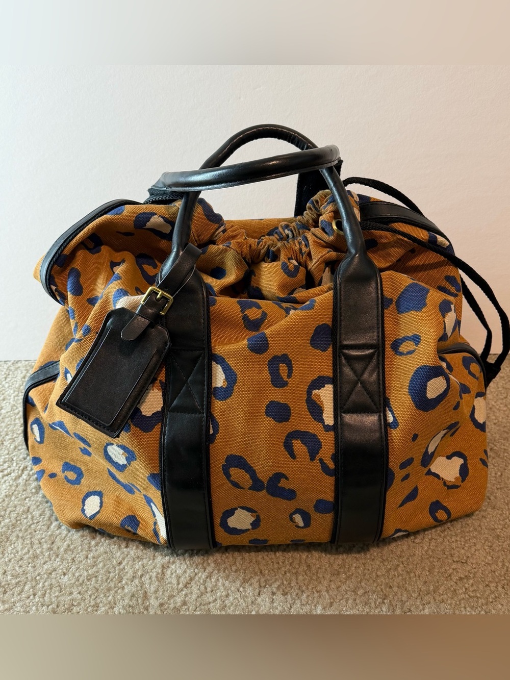 3.1 Phillip Lim Leopard Drawstring Carryall Canvas Duffle Bag Women's Brown